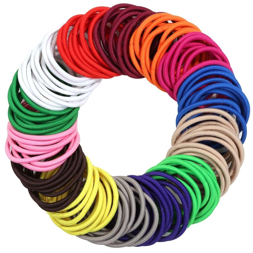 Women's 200 Pcs Multicolor Hair Ties Elastics Ponytail Bands Thick Curly Hair